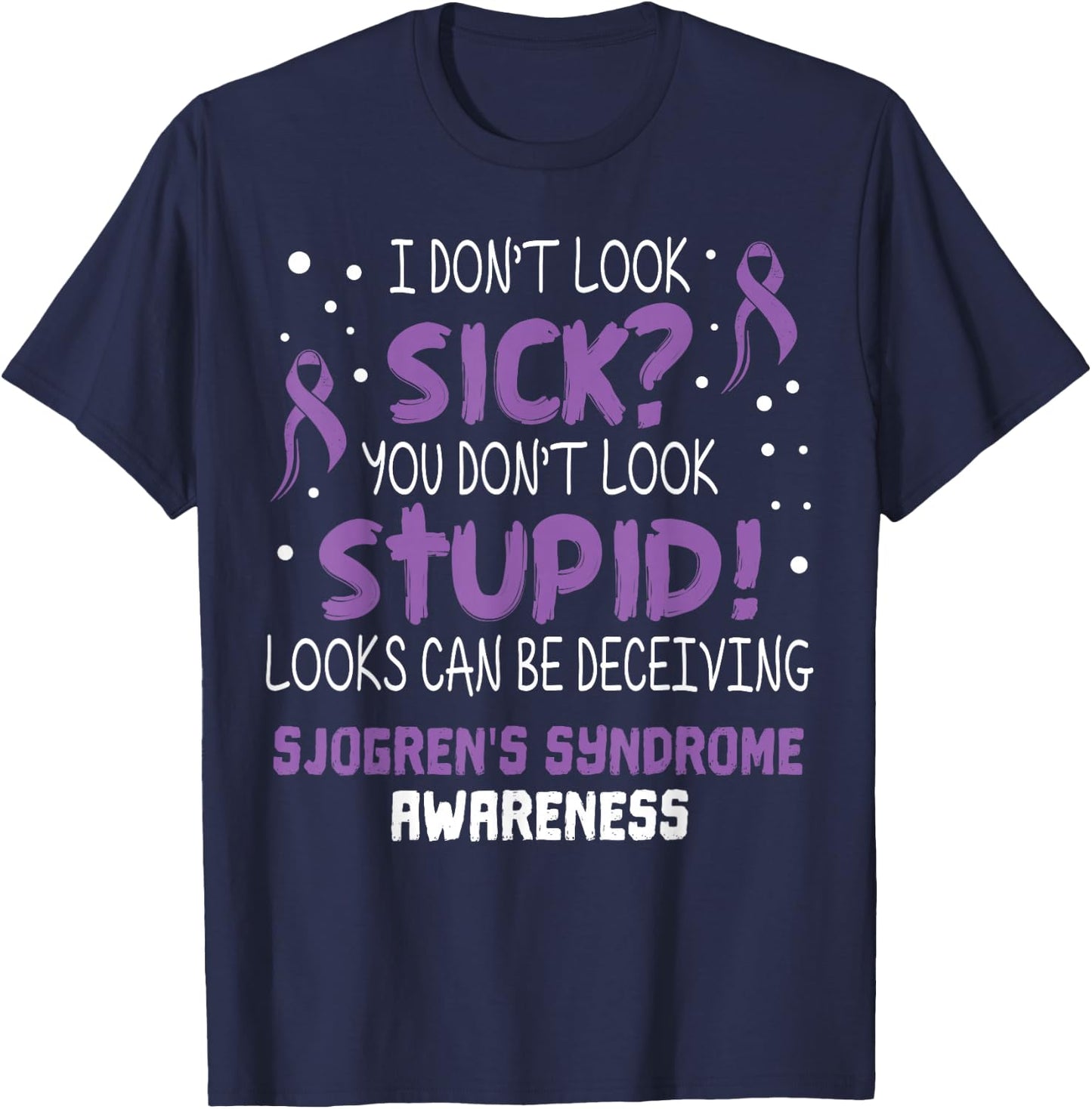 Sjogrens Syndrome Awareness Ribbon T Shirts T-Shirt - T-Shirt | Navy
