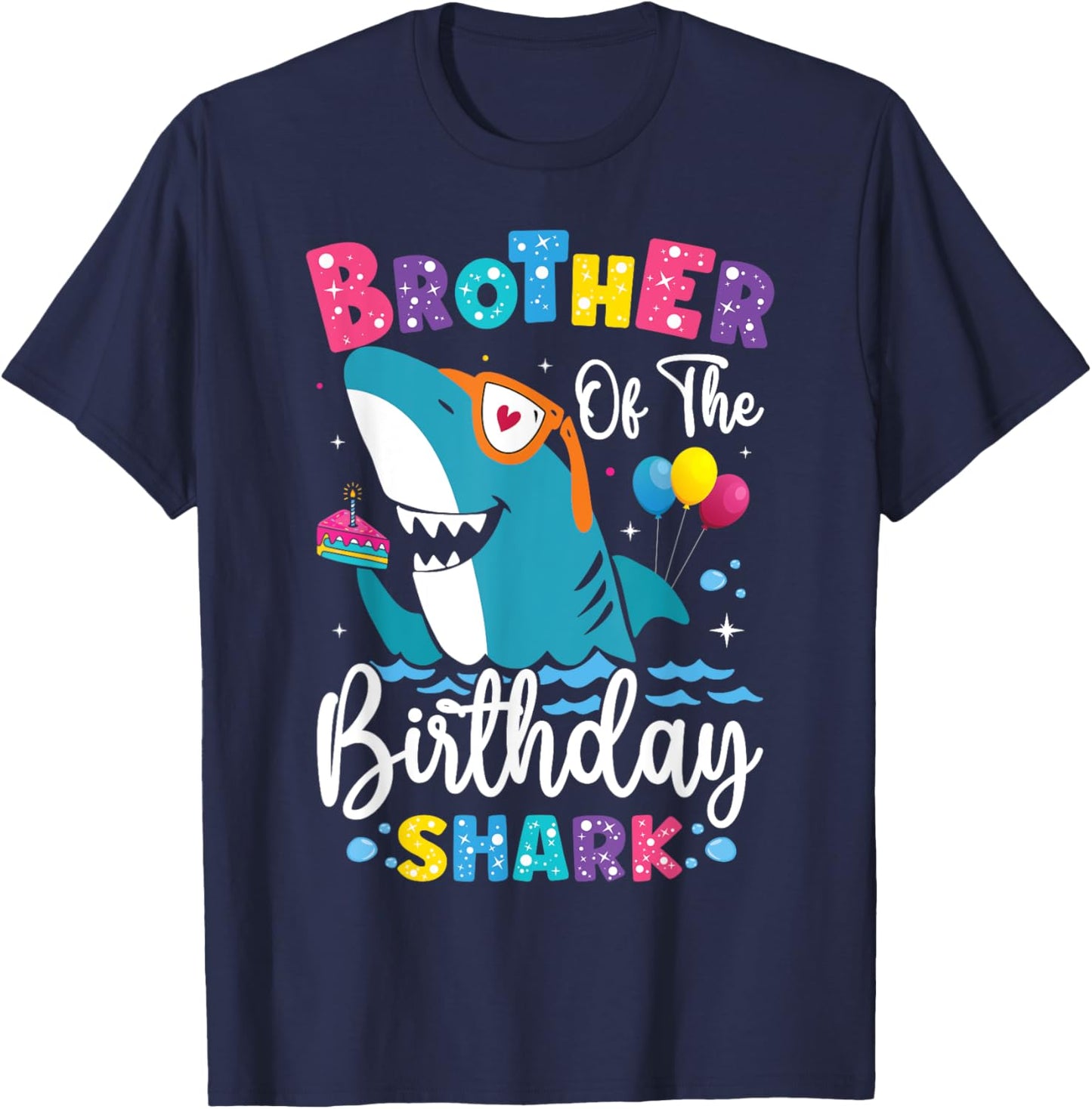 Brother of the Shark Birthday Big Bro Matching Family T-Shirt - T-Shirt | Navy