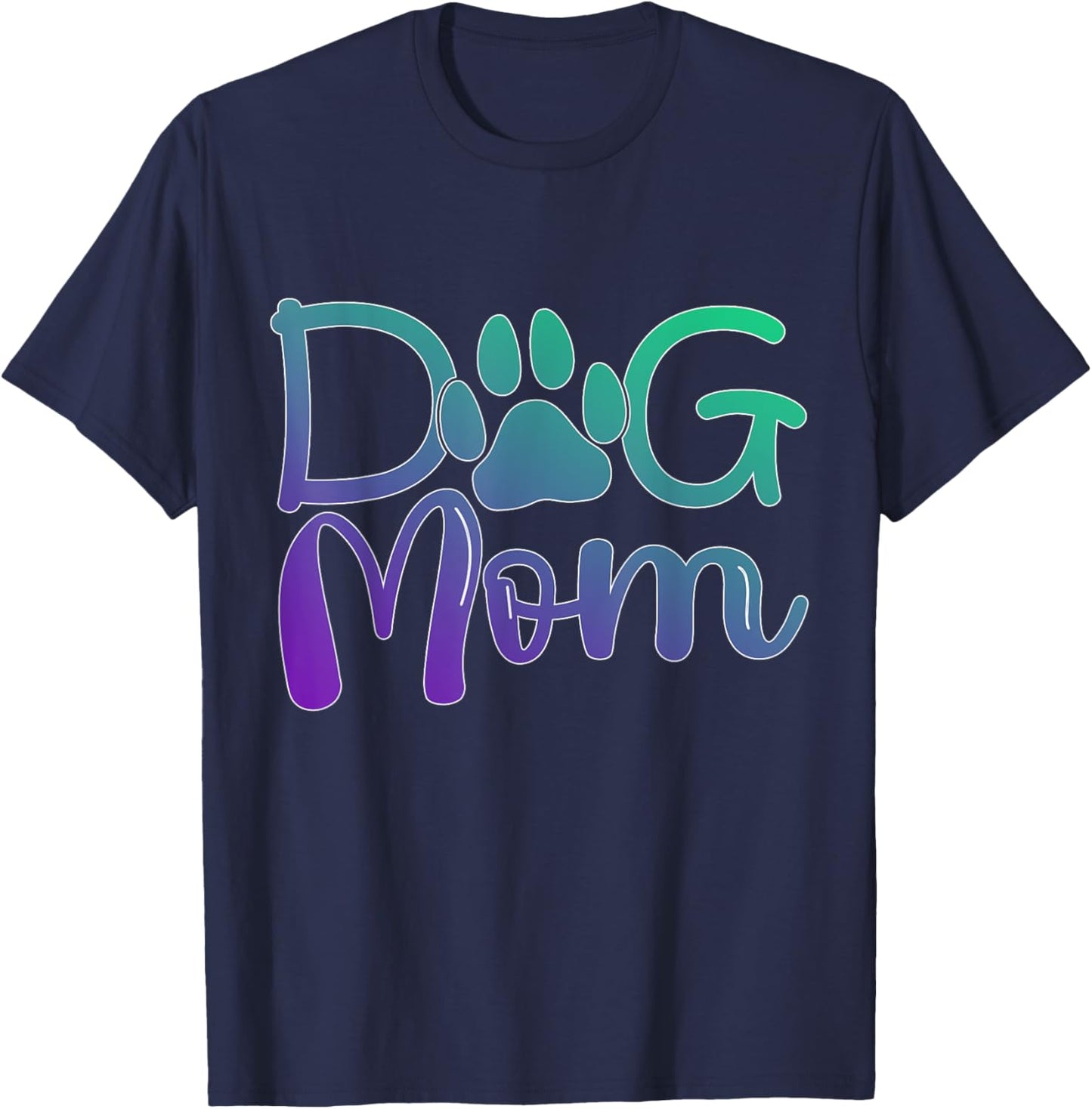 Green Purple Dog mom paw print Dogs mother owner pet lover Women Kids T-Shirt - T-Shirt | Navy