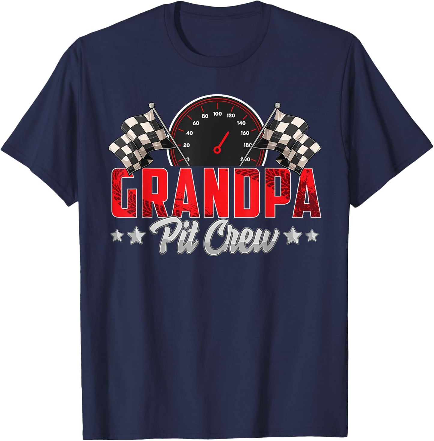 Race Car Birthday Party Racing Family Grandpa Pit Crew T-Shirt - T-Shirt | Navy