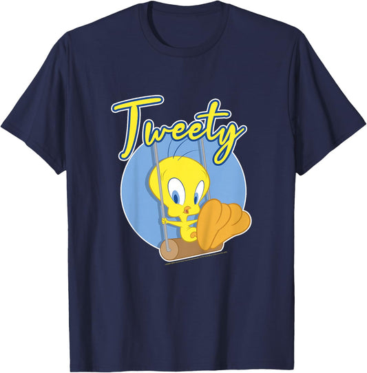 Kids Looney Tunes Youth Tweety Bird Cheeky Swing Vintage Portrait T-Shirt - T-Shirt | Navy