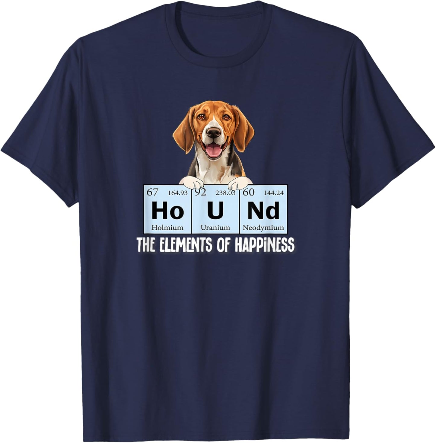 Funny Elements of Happiness American Foxhound Lover T-Shirt - T-Shirt | Navy