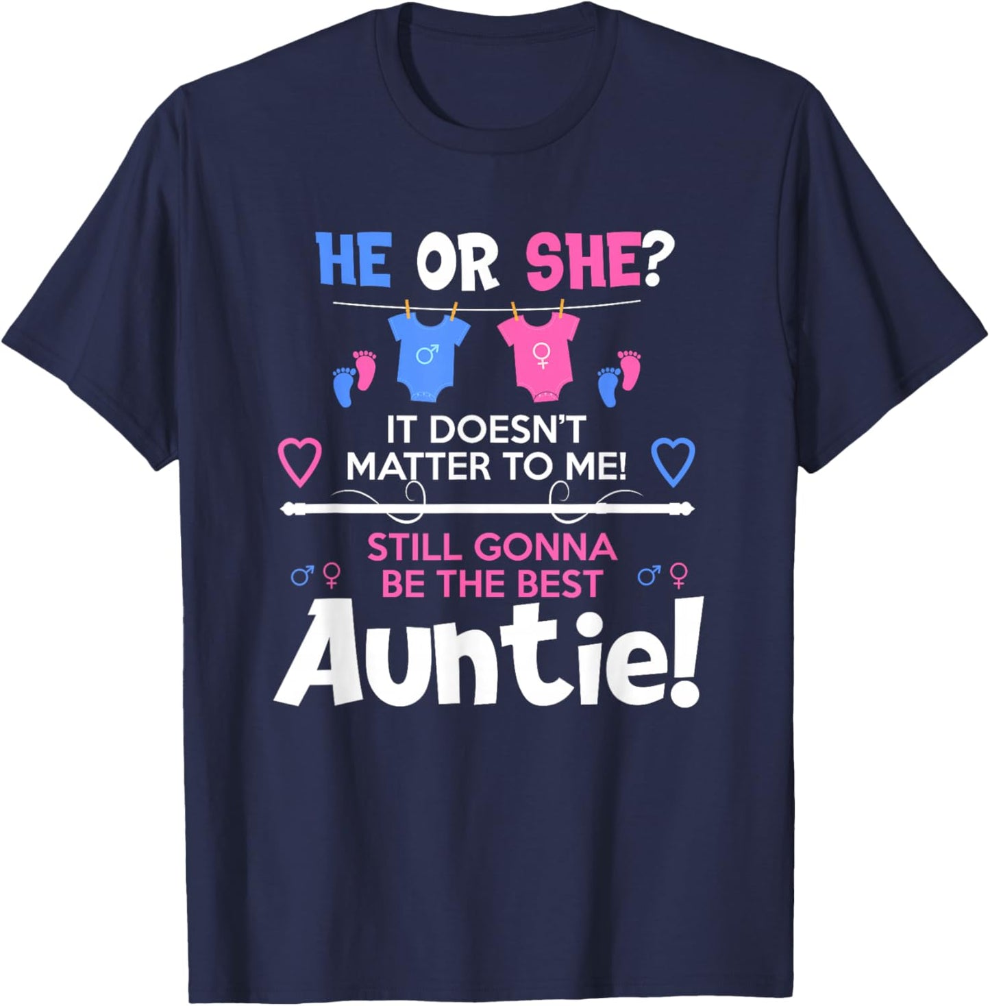 Soon To Be Auntie / Aunt Gender Reveal Boy or Girl T-Shirt - T-Shirt | Navy