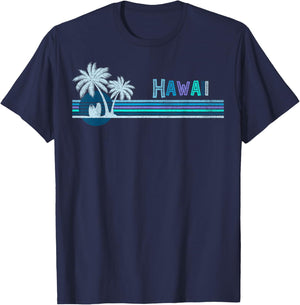 Aloha State Tropic Islands Vintage Hawaii Surfing T-Shirt - T-Shirt | Navy