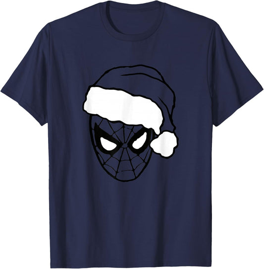 Marvel Christmas Spider-Man Santa Big Face T-Shirt - T-Shirt | Navy