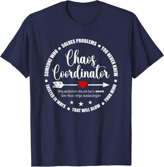 Cute Heart Chaos Coordinator Funny First Day of School T-Shirt - T-Shirt | Navy