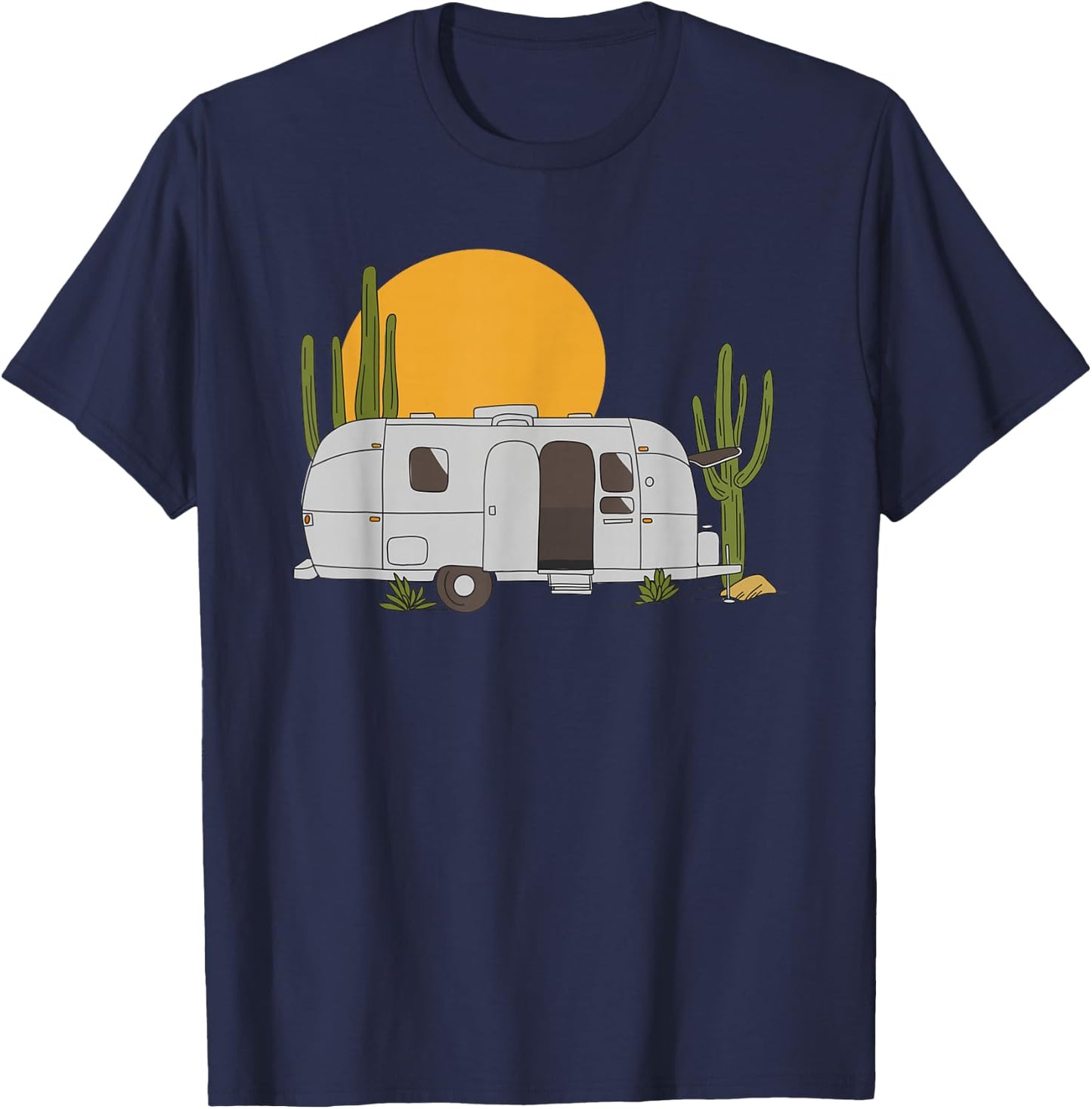 Vintage Retro Desert Sun Airstream Camping RV T-Shirt - T-Shirt | Navy