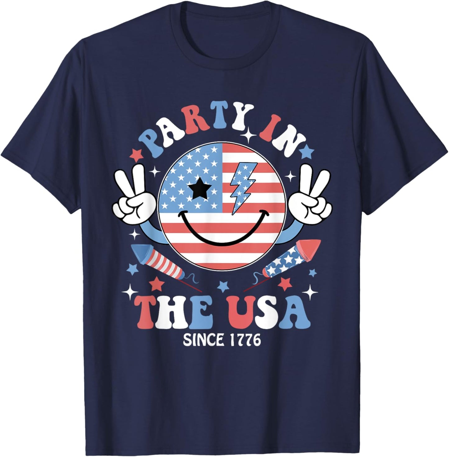 Party in the USA 4th of July Preppy Shirt Women Kids T-Shirt - T-Shirt | Navy