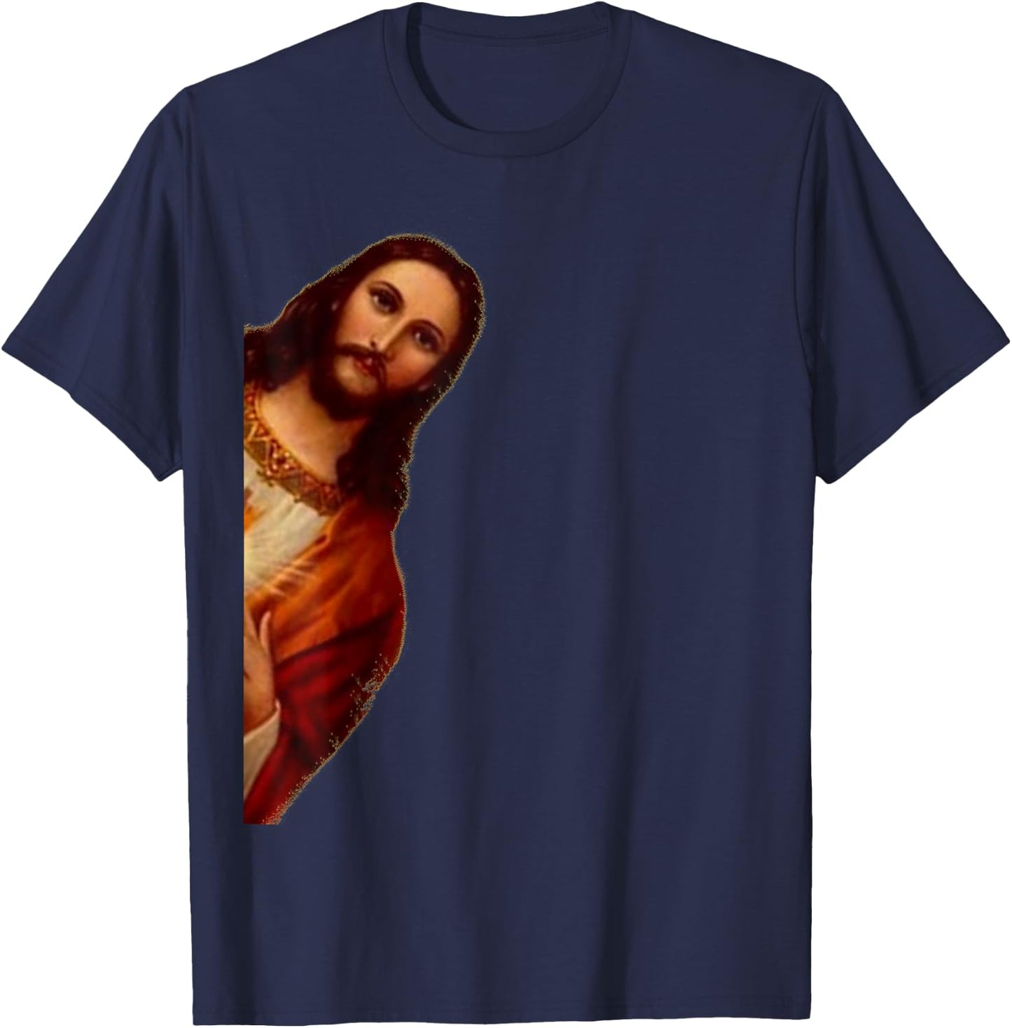 Jesus Peeking Out Funny shirt T-Shirt - T-Shirt | Navy