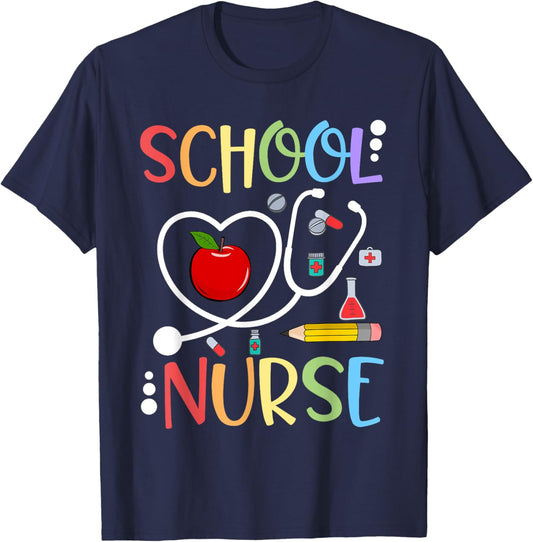 School Nurse Appreciation Nursing Nurse Day & Nurse Week T-Shirt - T-Shirt | Navy