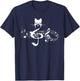 Music & Cats Lover Treble Clef Funny Cat Music Notes T-Shirt - T-Shirt | Navy