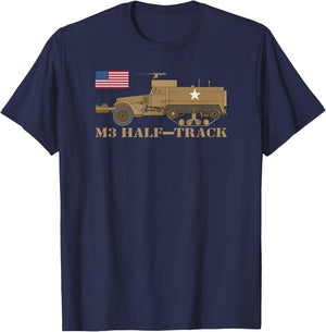 M3 Half-track American WW2 Armored Personnel Carrier T-Shirt - T-Shirt | Navy