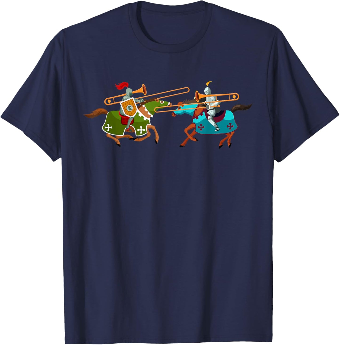 Funny Trombone Fight Trombonist Jazz Music Novelty T-Shirt - T-Shirt | Navy