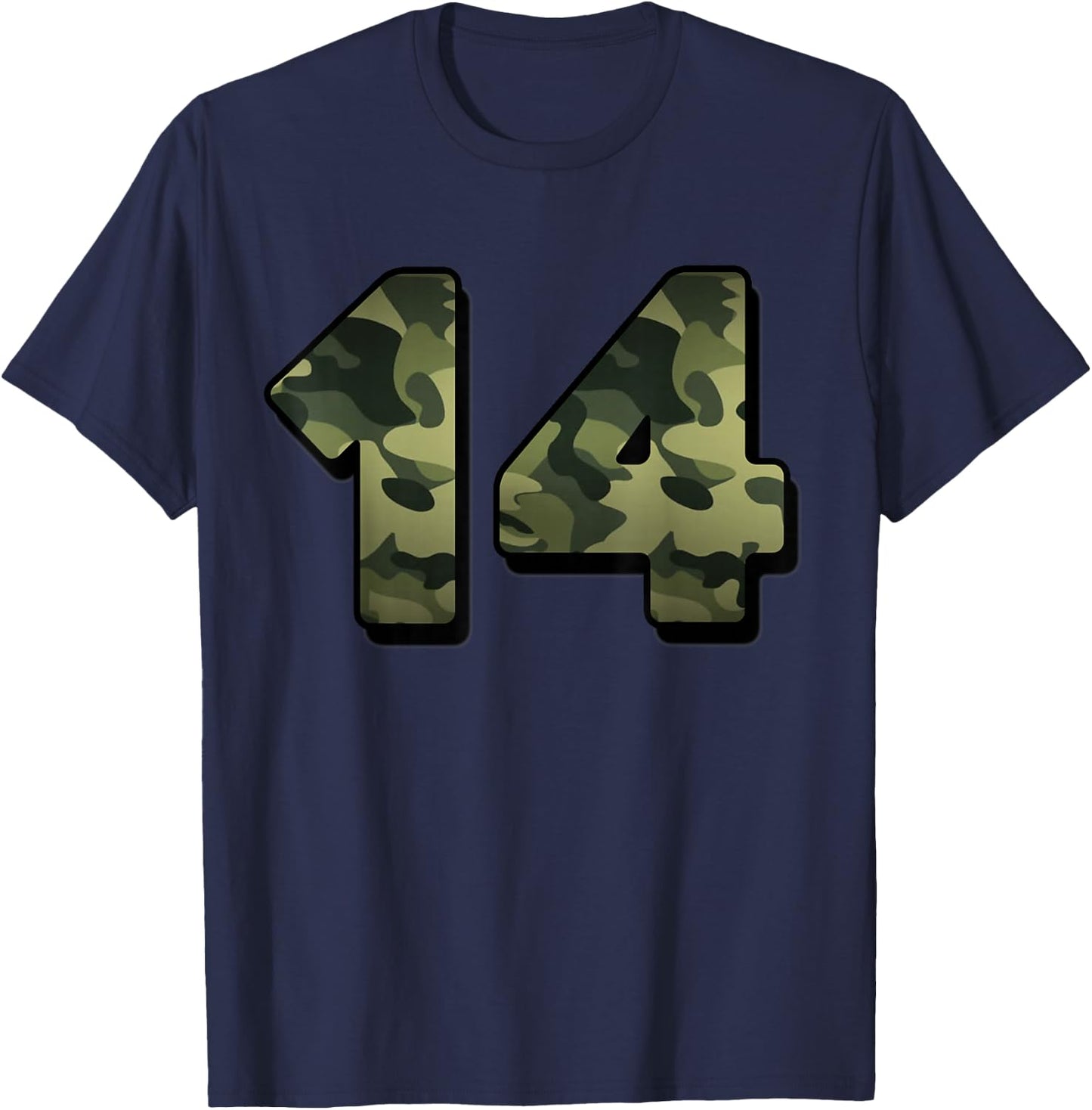 14th Birthday 14 Years Old Party Camouflage Gift T-Shirt - T-Shirt | Navy