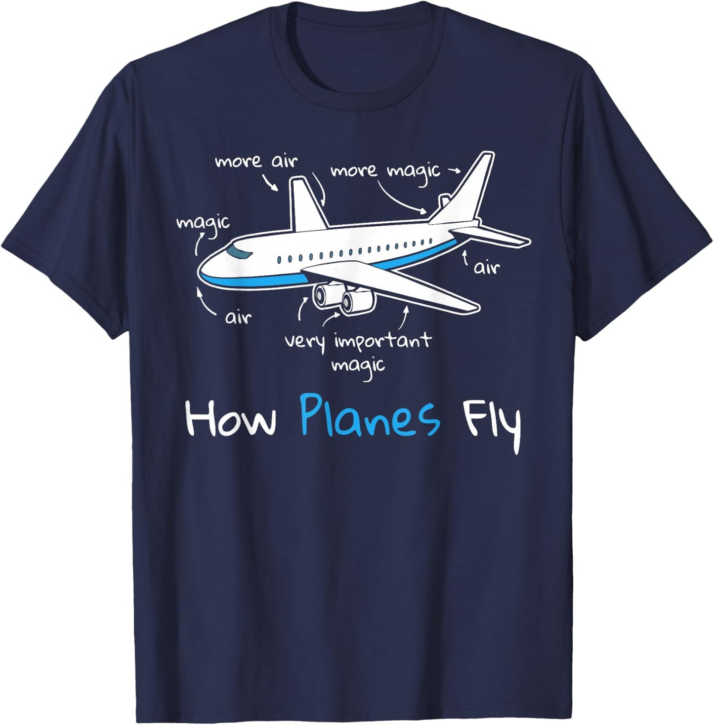 How Planes Fly Aerospace Engineering design | Aviation gift T-Shirt - T-Shirt | Navy