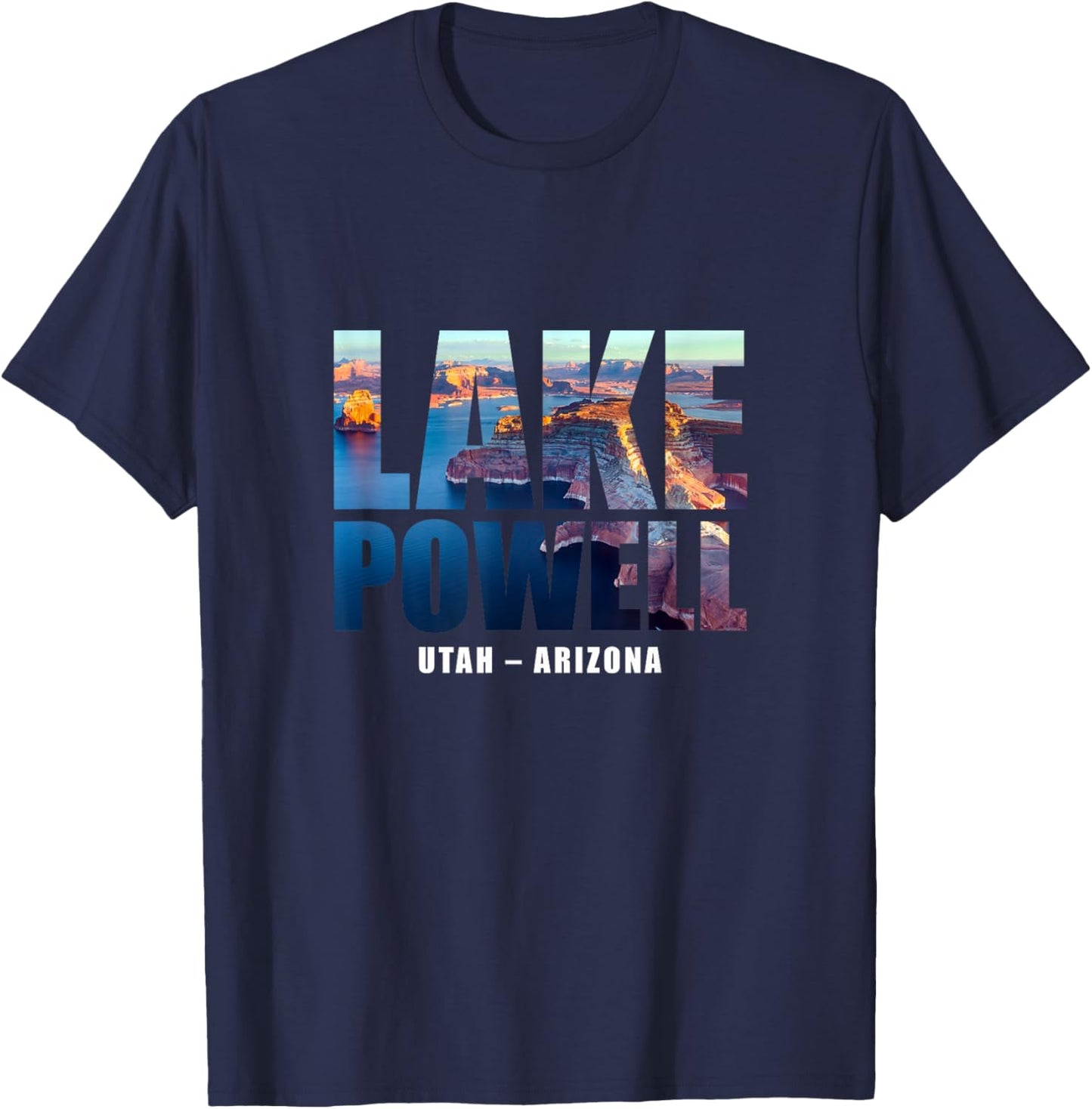 Lake Powell Landscape Inside Bold Letters Travel Souvenir T-Shirt - T-Shirt | Navy