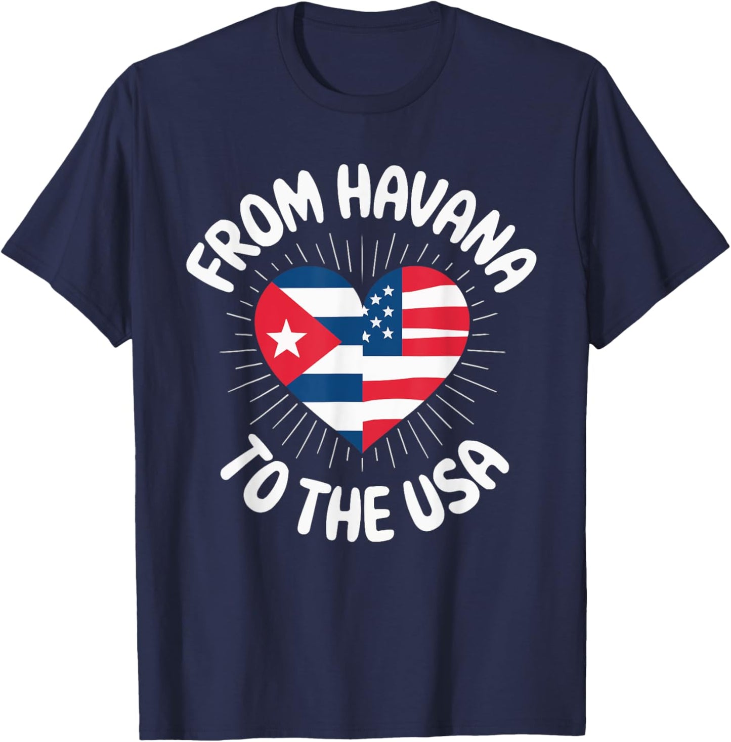 Half Cuban Half American Country USA Flag Cuba America T-Shirt - T-Shirt | Navy