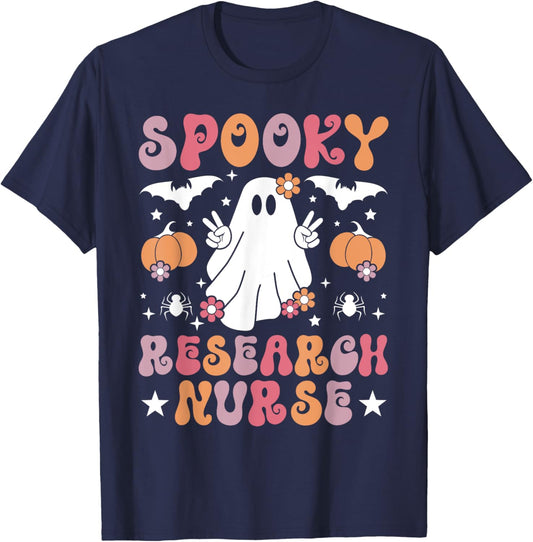 Spooky Research Nurse Halloween Research Nursing T-Shirt - T-Shirt | Navy