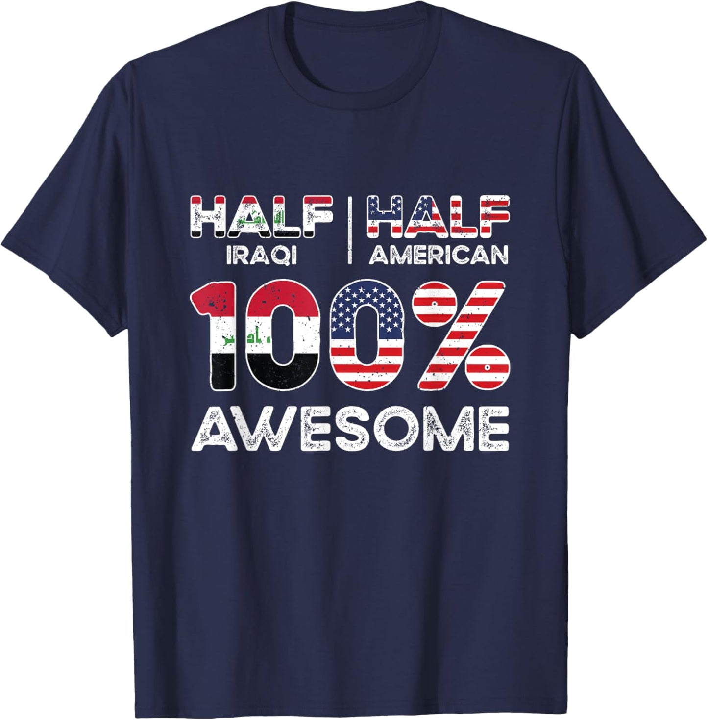 Iraqi American Patriot USA Grown Iraq US Flag T-Shirt - T-Shirt | Navy