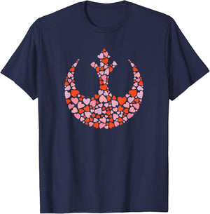 Star Wars Valentine's Day Rebel Alliance Symbol Logo Hearts T-Shirt - T-Shirt | Navy