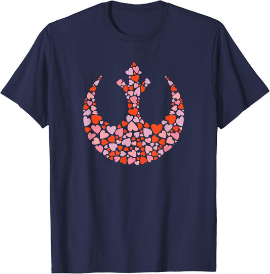 Star Wars Valentine's Day Rebel Alliance Symbol Logo Hearts T-Shirt - T-Shirt | Navy