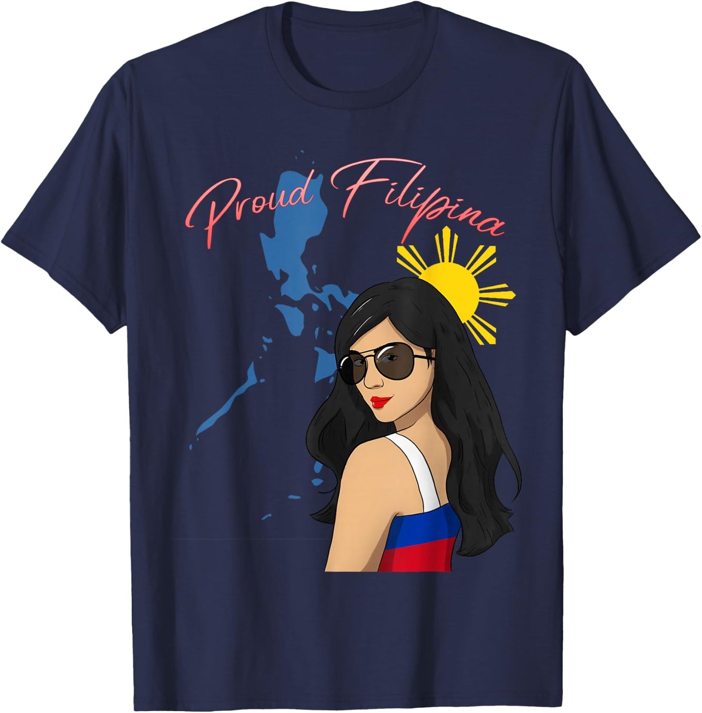 Philippines Girl Pinay Proud Filipina Filipino Flag Day T-Shirt - T-Shirt | Navy