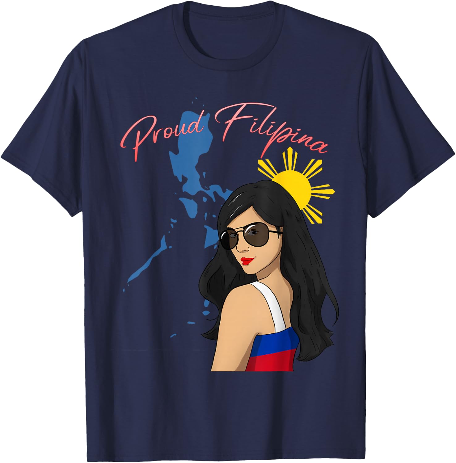 Philippines Girl Pinay Proud Filipina Filipino Flag Day T-Shirt - T-Shirt | Navy