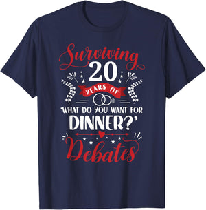 Funny Married Couples Him or Her | 20th Wedding Anniversary T-Shirt - T-Shirt | Navy