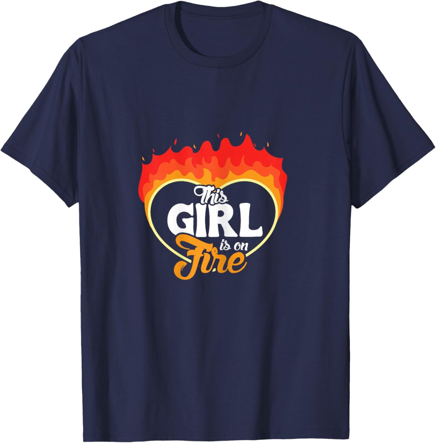 This Girl is On Fire Heart - Emancipation Women Power T-Shirt - T-Shirt | Navy
