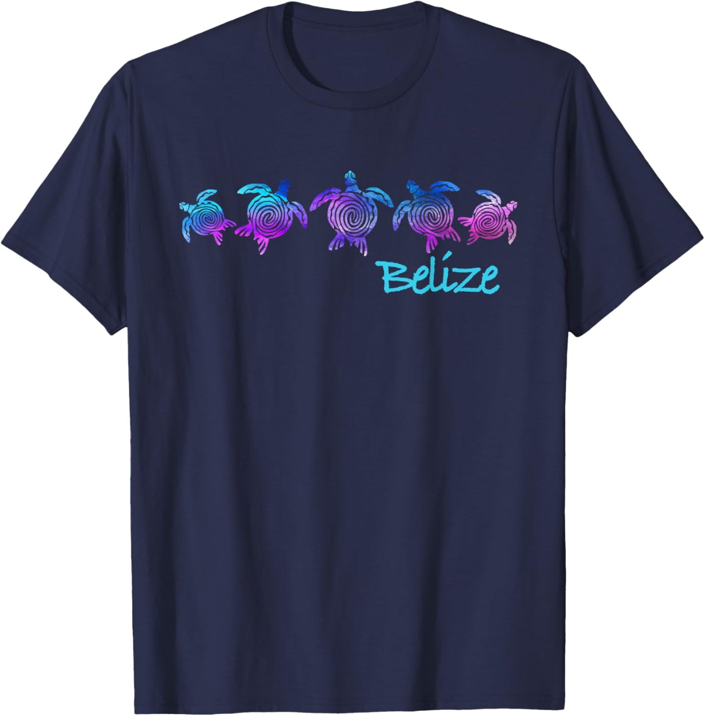 Belize Beach Design/Tribal Turtle Gift T-Shirt - T-Shirt | Navy