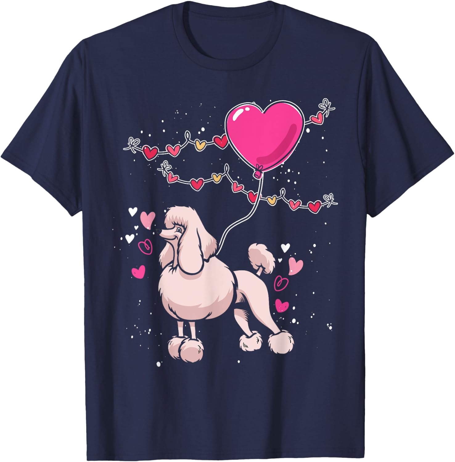Heart Balloons Poodle T-Shirt - T-Shirt | Navy