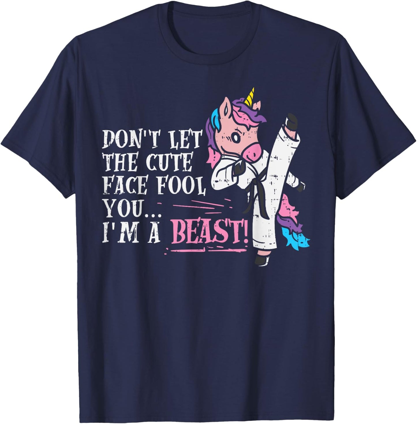 Karate Unicorn Cute Face Beast Taekwondo Martial Arts Women T-Shirt - T-Shirt | Navy