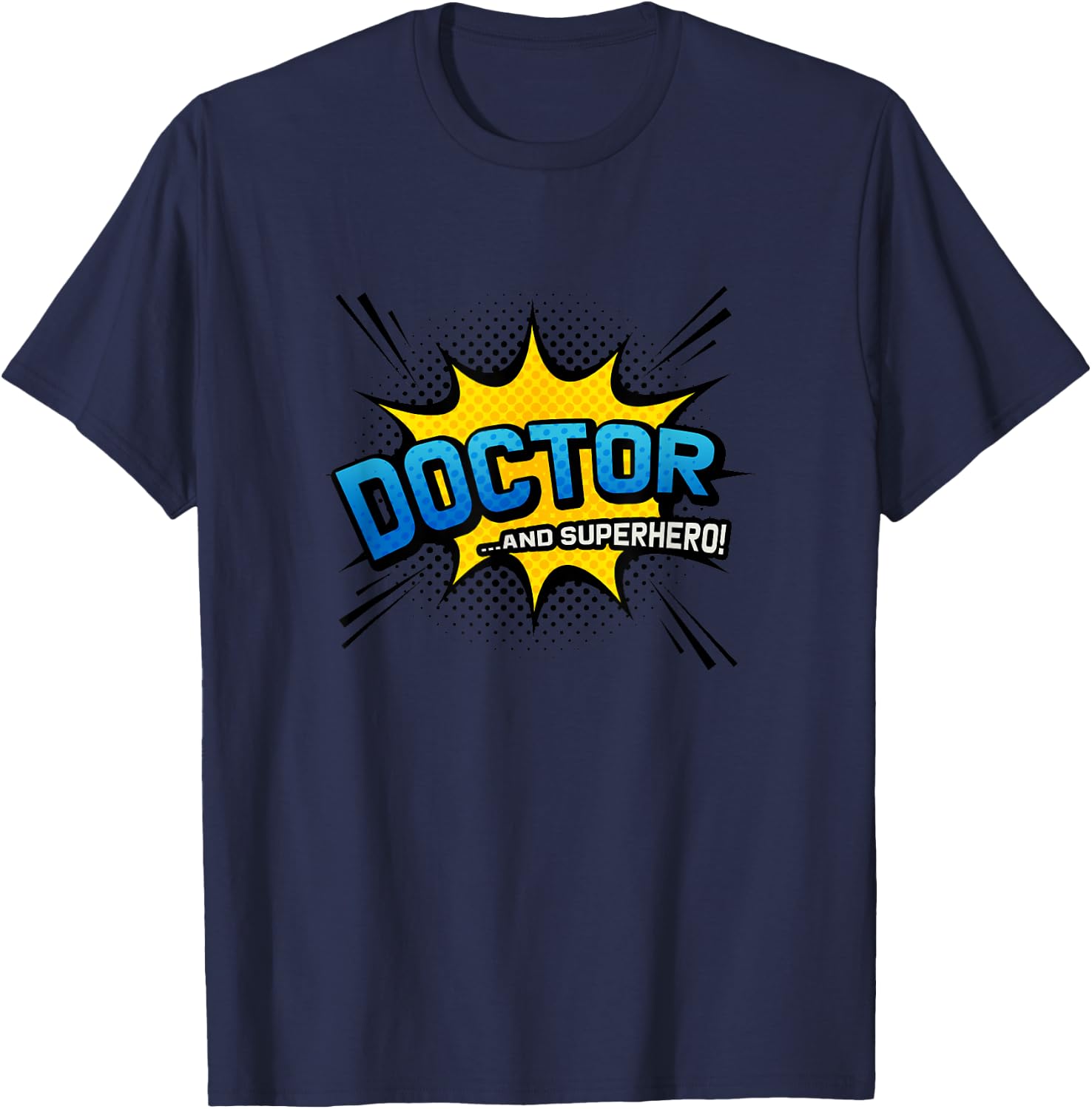 Doctor & Superhero - Comic Book Style T-Shirt - T-Shirt | Navy