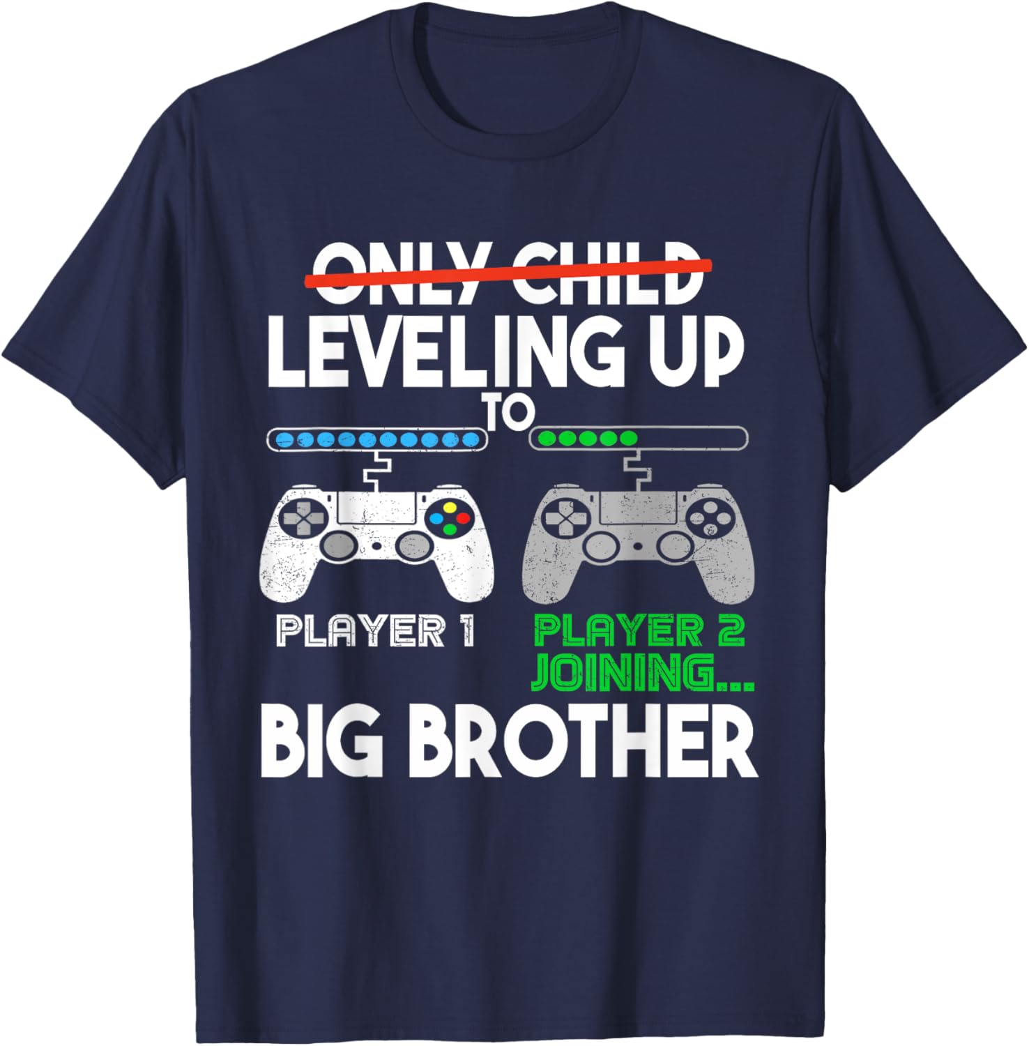 2024 Pregnancy Promoted Big Bro Leveling Up To Big Brother T-Shirt - T-Shirt | Navy