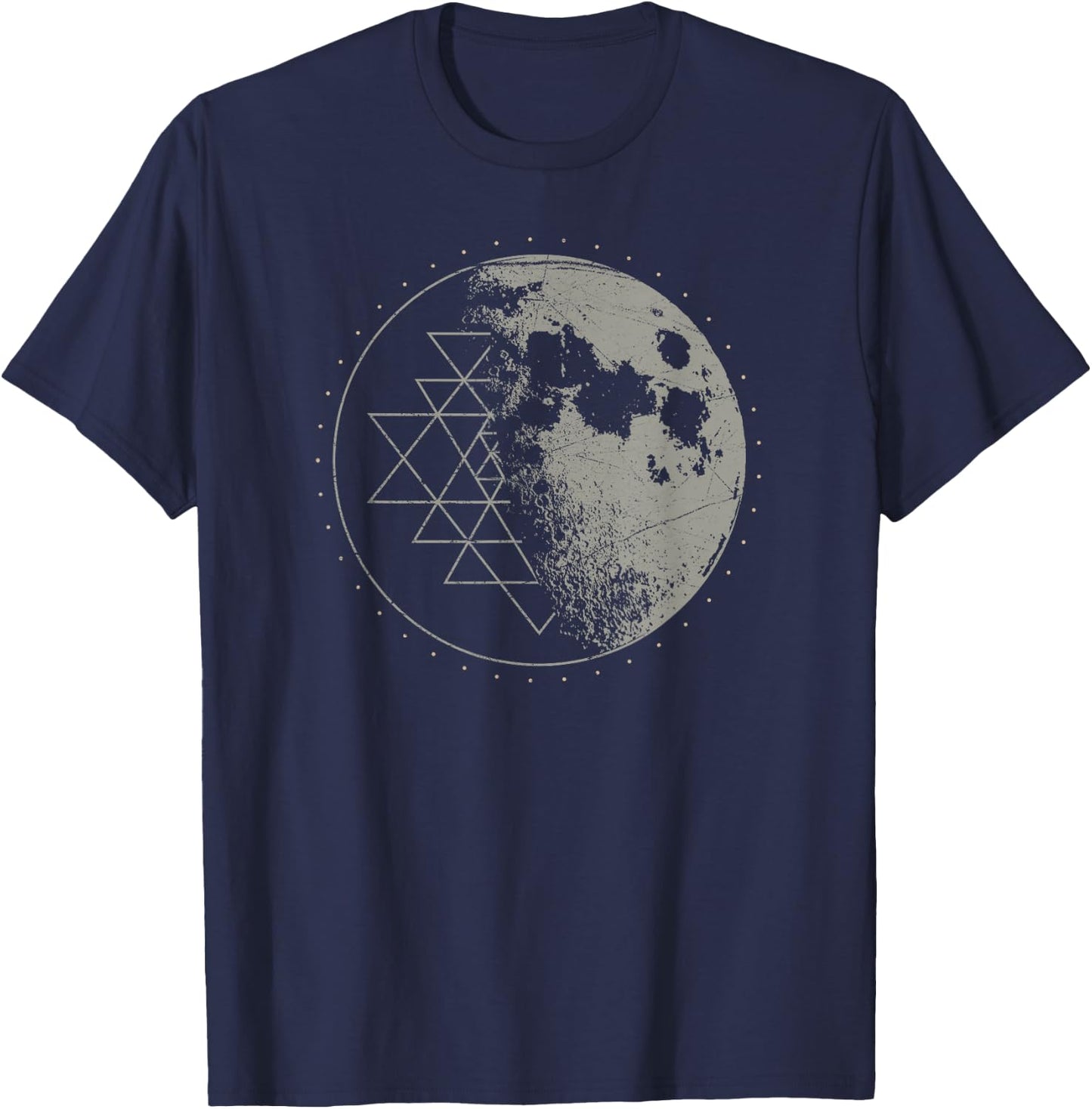 Sacred Geometry Sri Yantra Moon - Psychedelic Vintage Shirt T-Shirt - T-Shirt | Navy