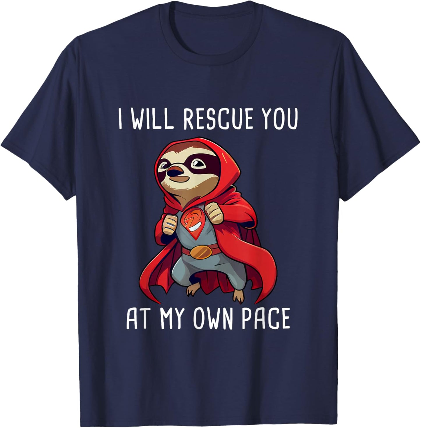 Funny Sloth Superhero Sloth Super Hero Cape Sloth Lover T-Shirt - T-Shirt | Navy