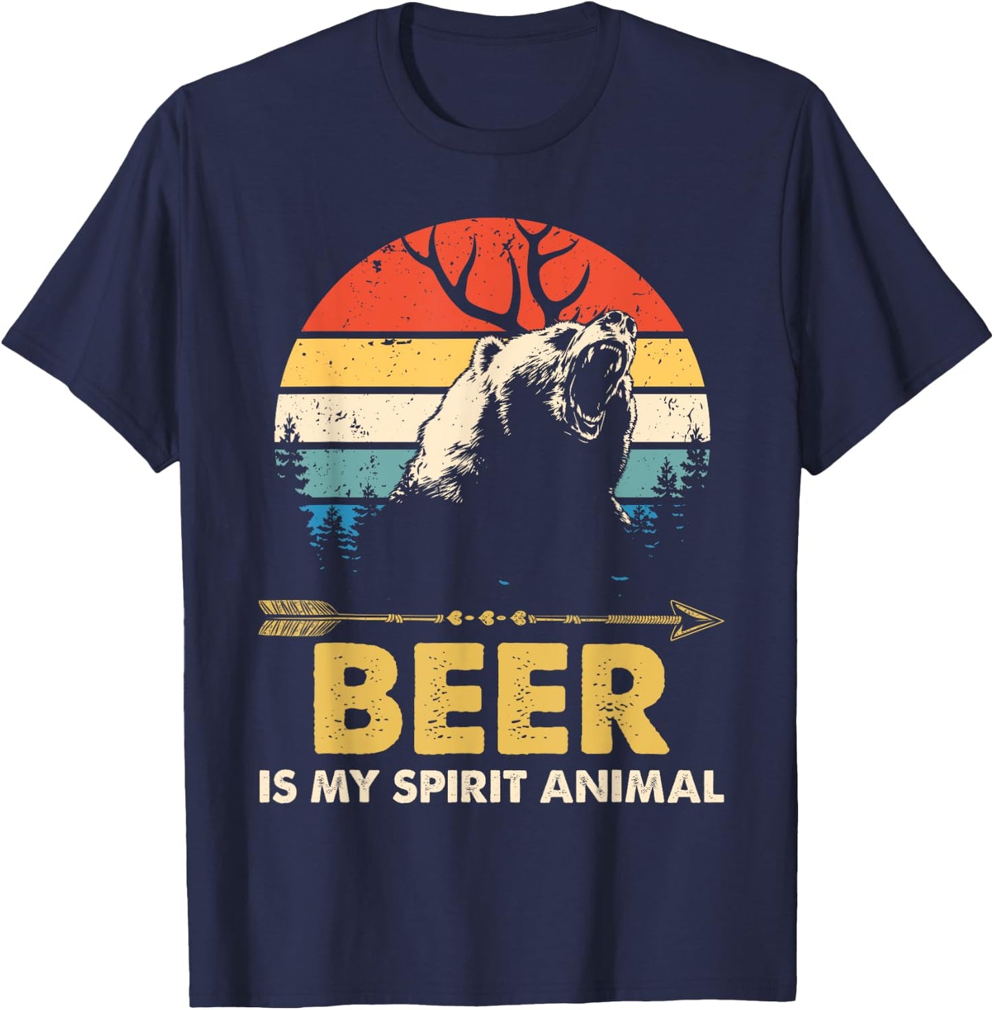 Beer Is My Spirit Animal Bear Deer Beer Gift T-Shirt - T-Shirt | Navy