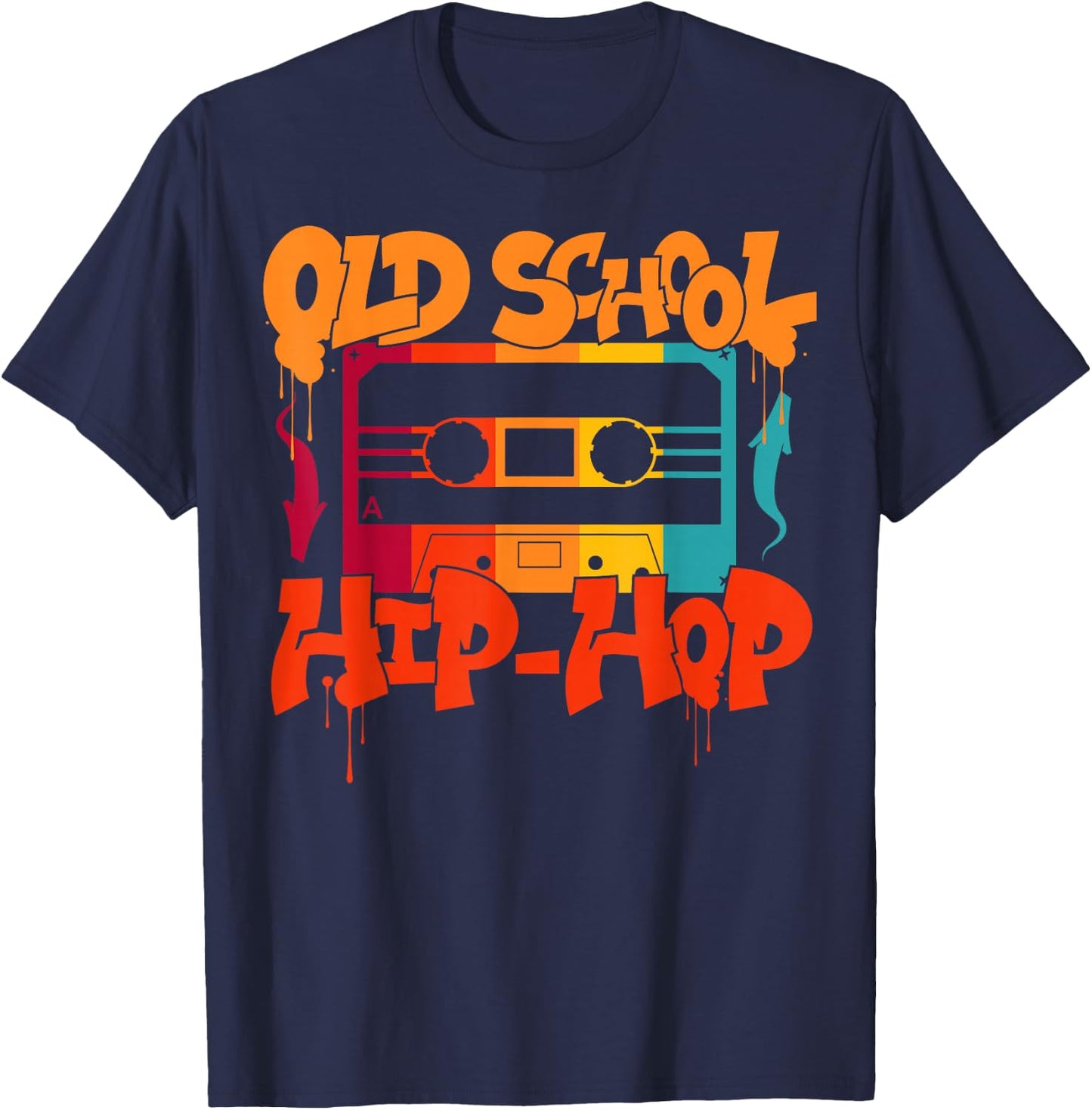 Retro Old School Hip Hop 80s 90s Graffiti Cassette T-Shirt - T-Shirt | Navy