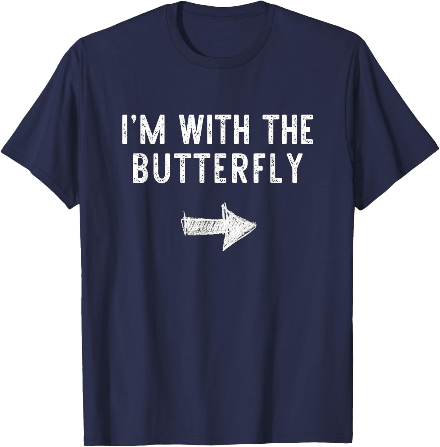 I’m With The Butterfly Halloween Couple Costume Butter-Fly T-Shirt - T-Shirt | Navy