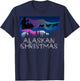 Alaskan Christmas Santa Dog Sled Aurora Borealis Women Kids T-Shirt - T-Shirt | Navy
