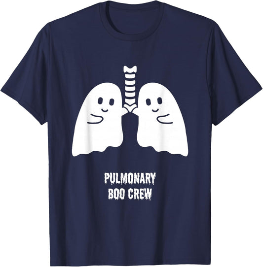 pulmonary boo crew cute doctor nurse Halloween ghost nursing T-Shirt - T-Shirt | Navy