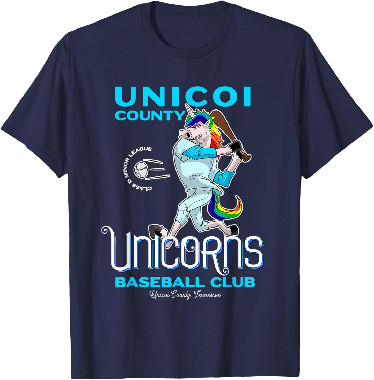 Unicoi County Unicorns Minor League Baseball Team T-Shirt - T-Shirt | Navy