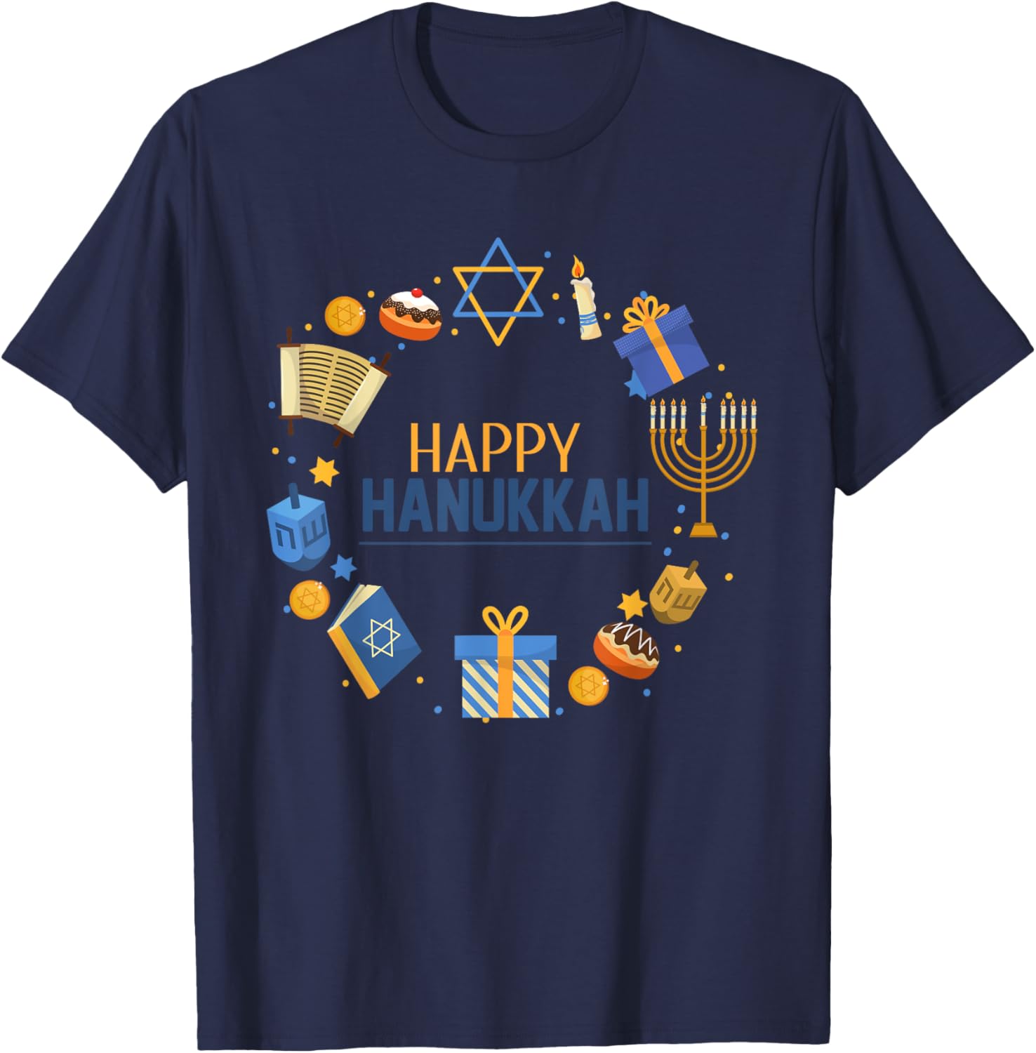 Happy Hanukkah T-Shirt - T-Shirt | Navy