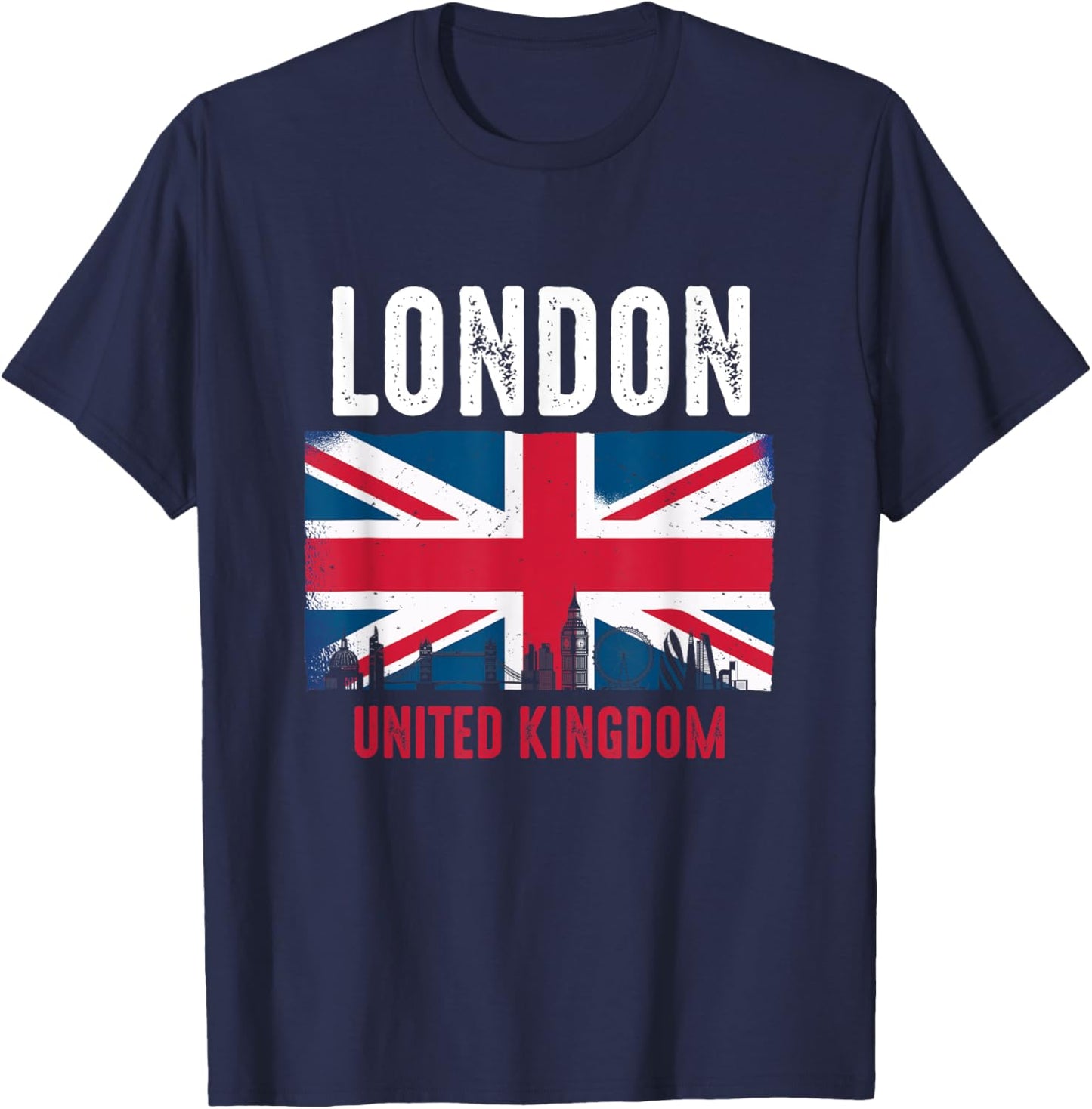 London England United Kingdom Flag Vintage UK British City T-Shirt - T-Shirt | Navy
