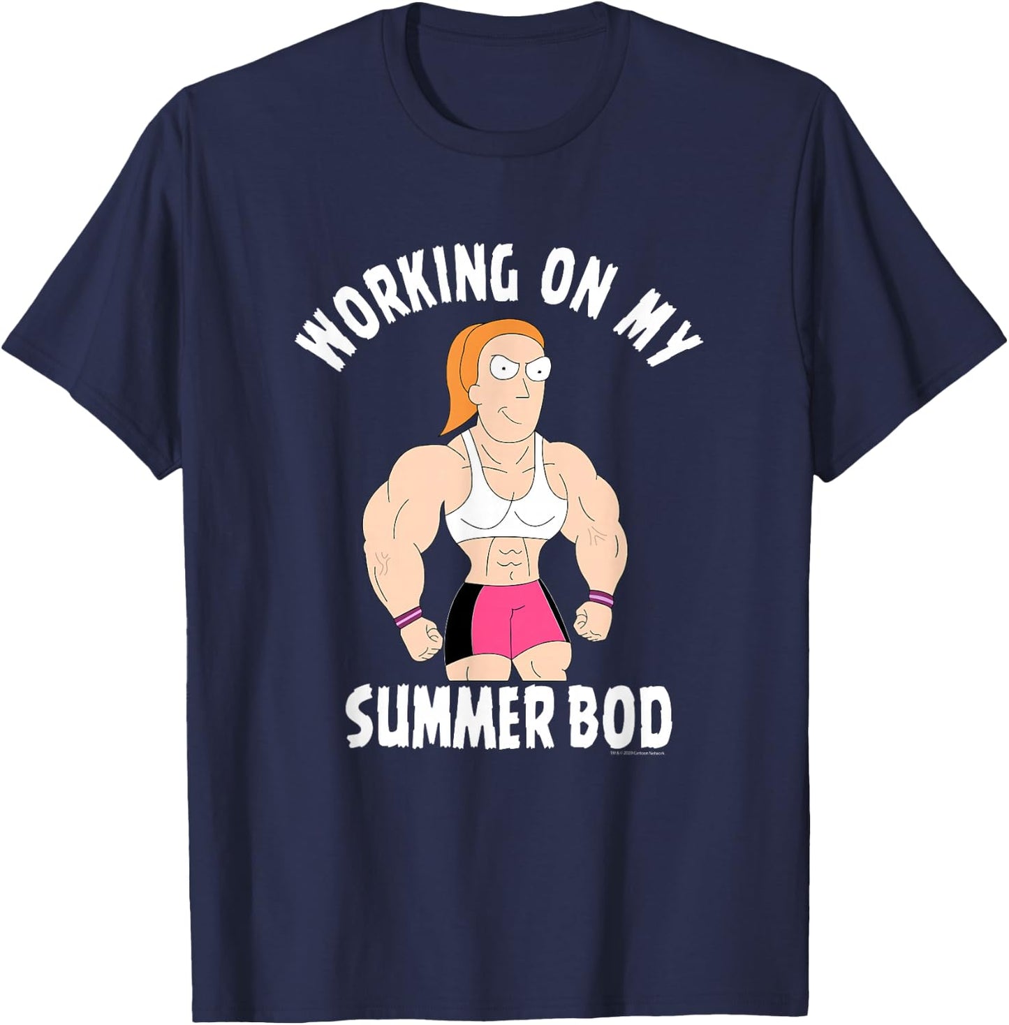 Rick and Morty Working on my Summer Body T-Shirt - T-Shirt | Navy
