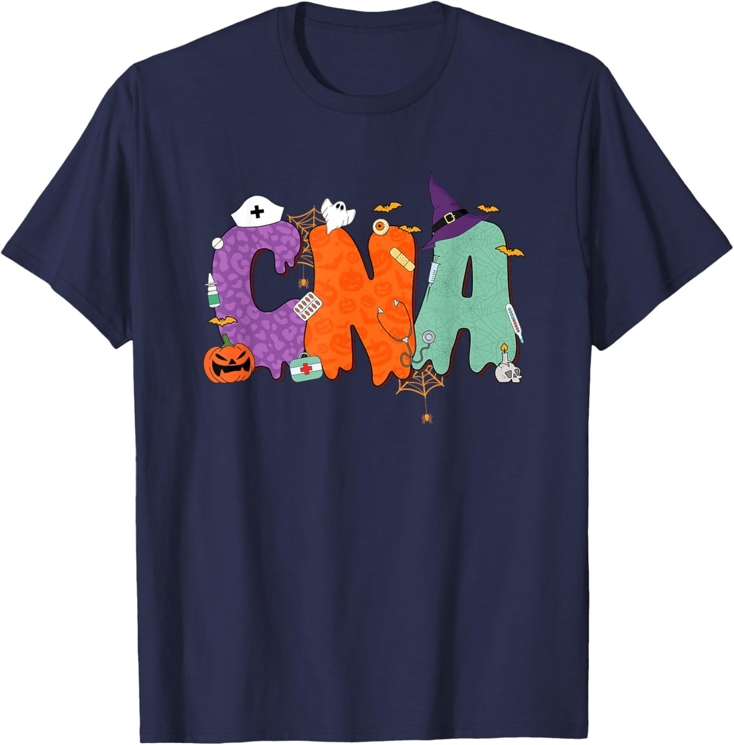 Halloween CNA Certified Nurse Assistant Nursing Aide Staff T-Shirt - T-Shirt | Navy