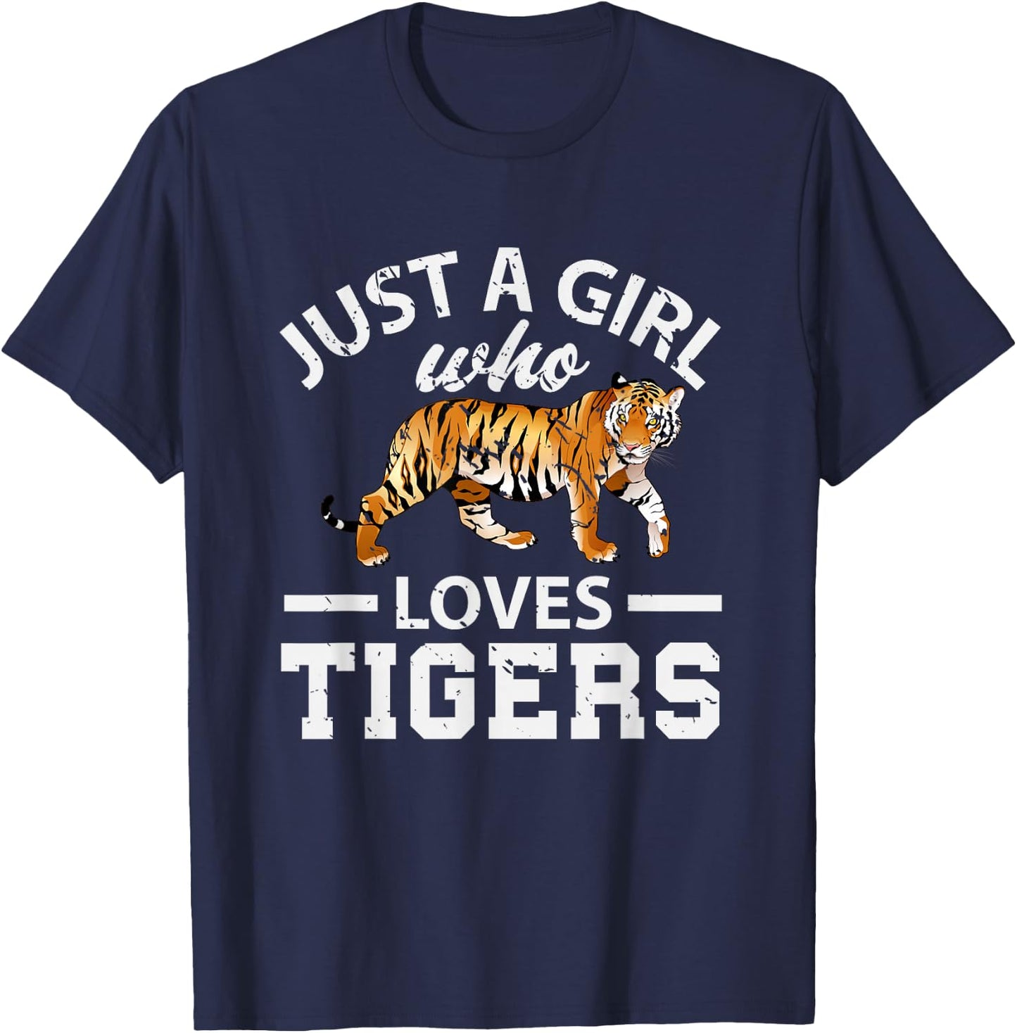 Just A Girl Who Loves Tiger Small T-Shirt - T-Shirt | Navy