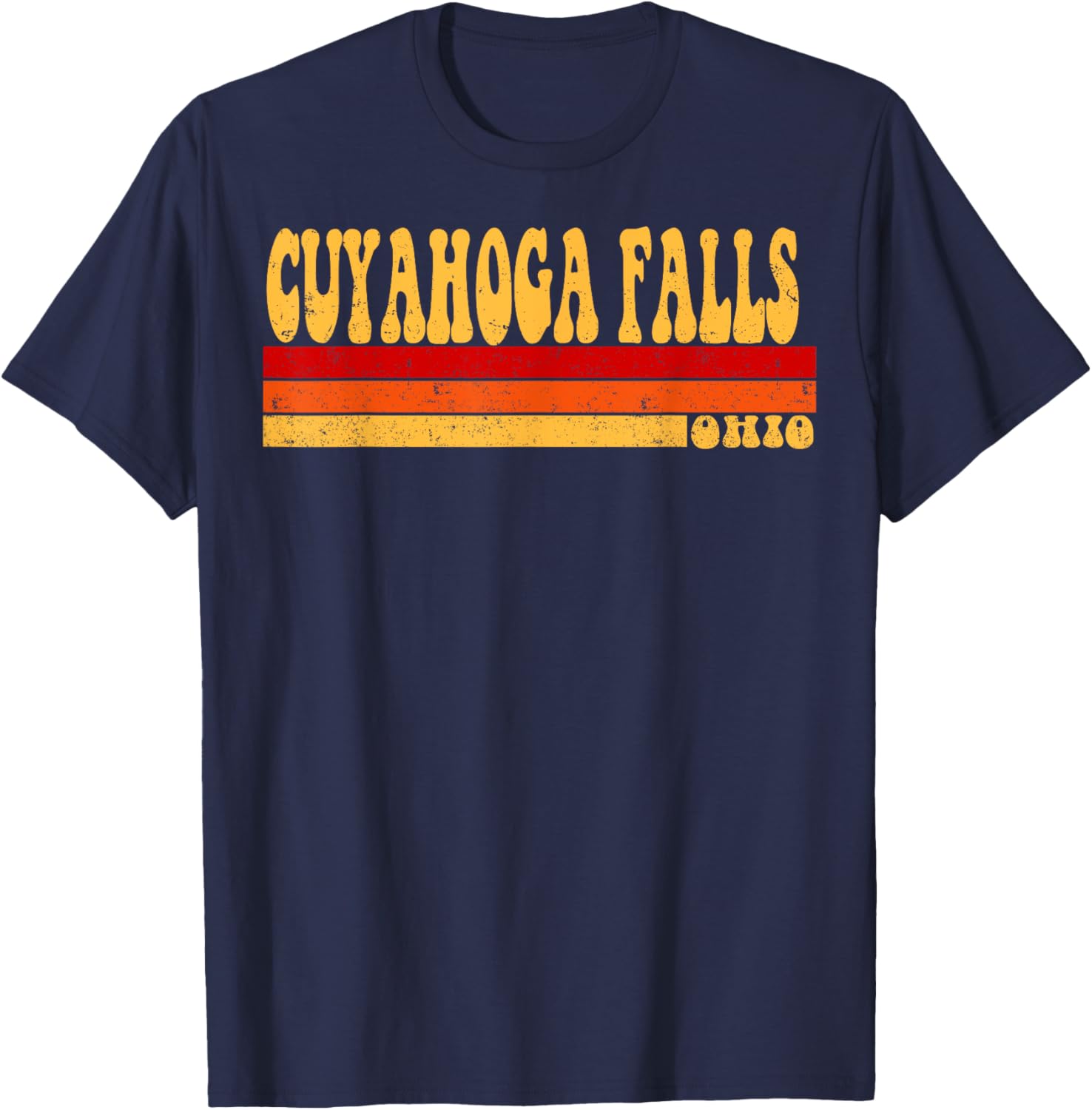 CUYAHOGA FALLS Ohio City Vintage Roots Retro Design 70s 80s T-Shirt - T-Shirt | Navy