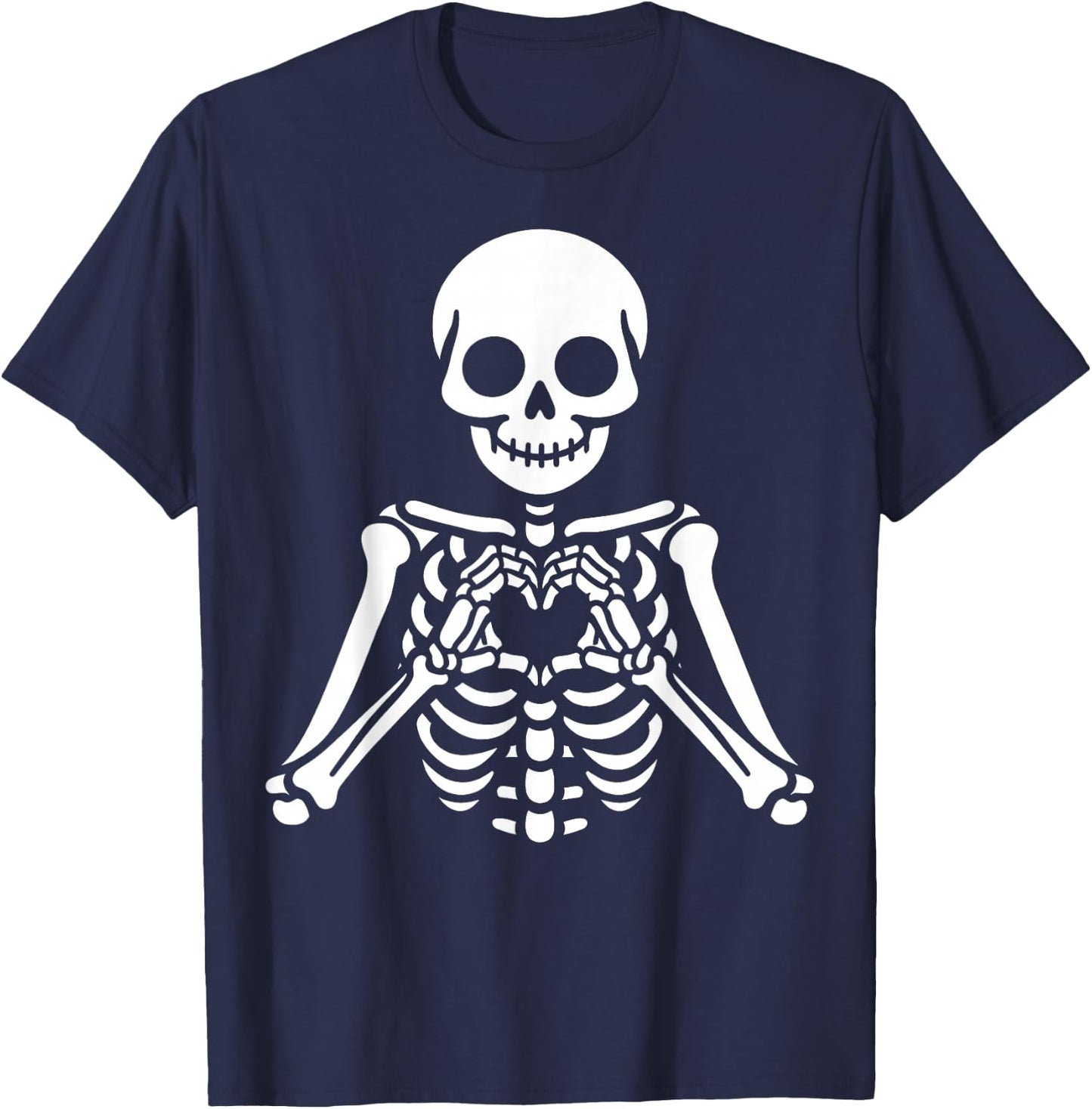 Skeleton Hands Heart Sign Retro Halloween Skeleton Hand Sign T-Shirt - T-Shirt | Navy