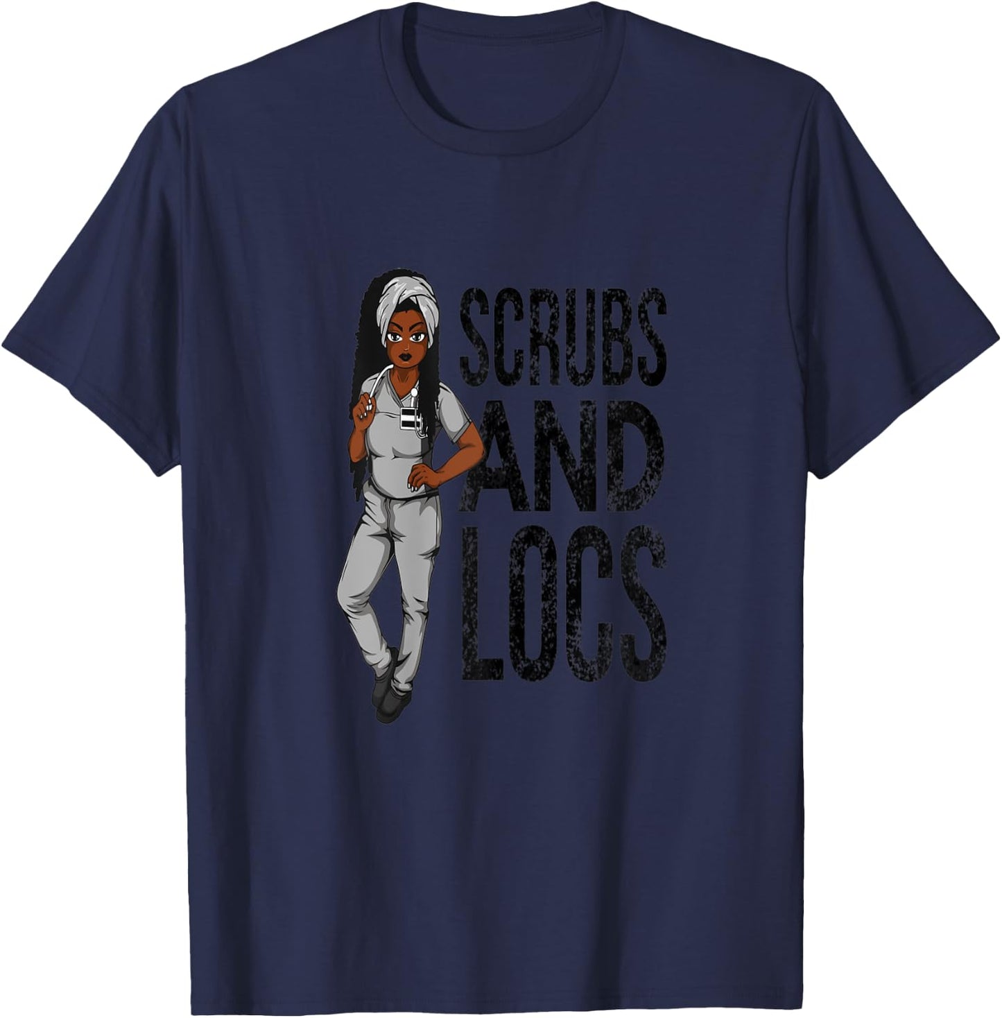 Dreadlocks Nurse African American Black Locs Natural Hair T-Shirt - T-Shirt | Navy
